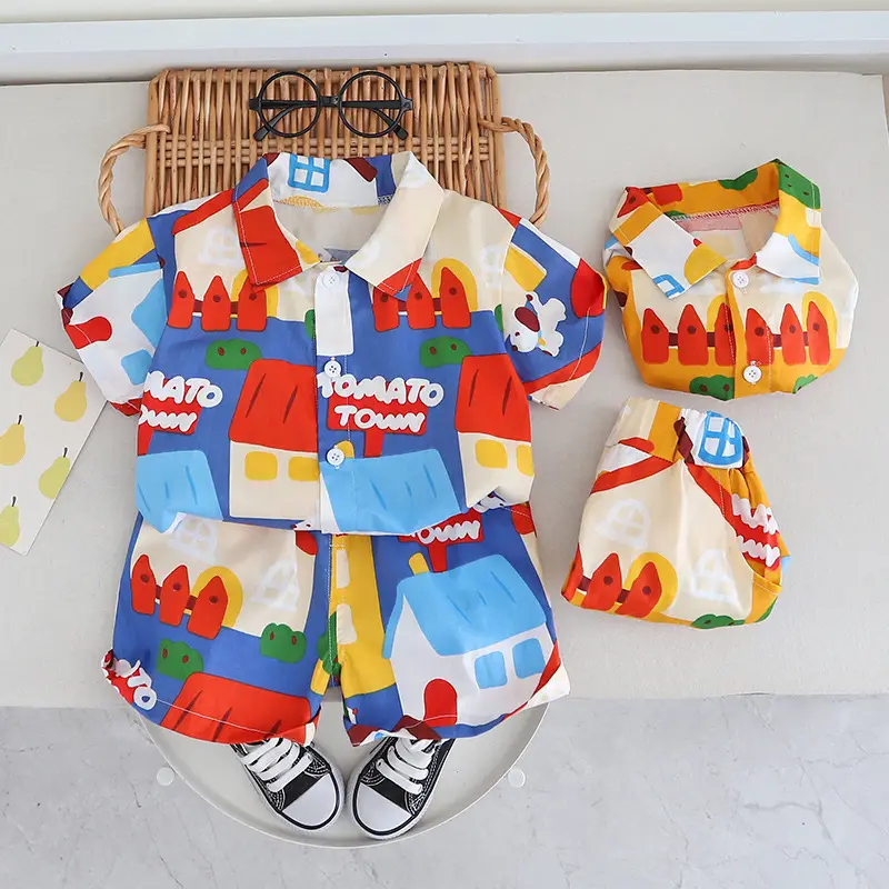 Children's Cotton Short Sleeve T-Shirt Suit Summer Boys — feature 1