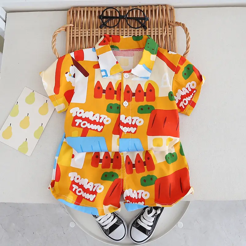Children's Cotton Short Sleeve T-Shirt Suit Summer Boys — feature 2