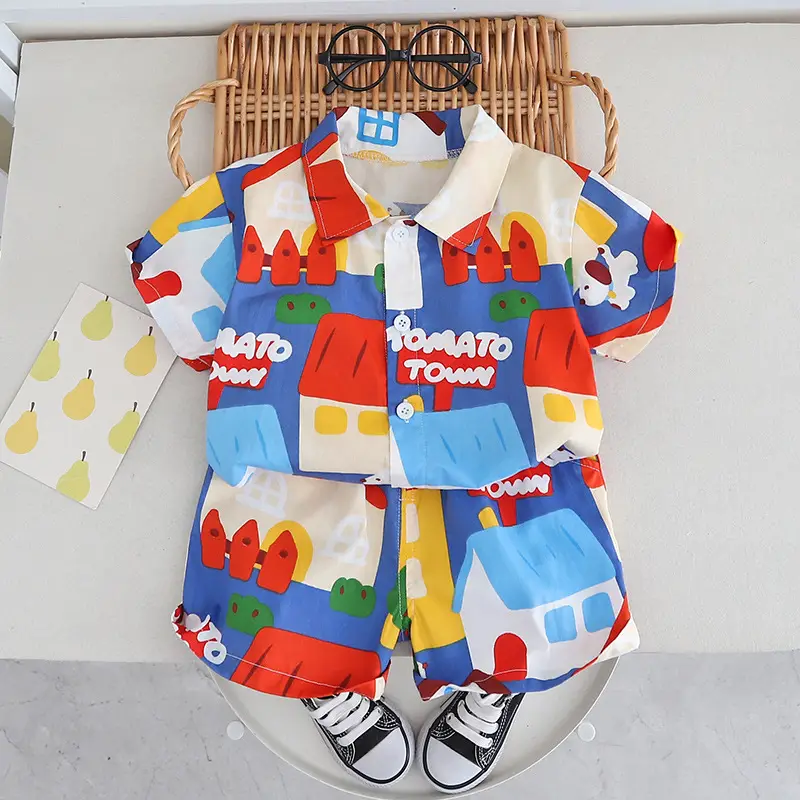 Children's Cotton Short Sleeve T-Shirt Suit Summer Boys — feature 3