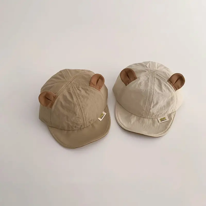 Qiunan Baby Sun Cap with Face Mask & Beige - Image 4