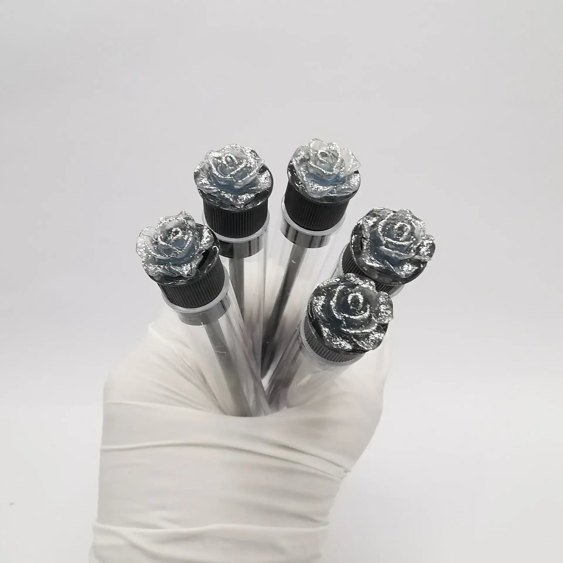 2024 Black Gold Rose Transparent Tube Eyelash Brush 4 Pack