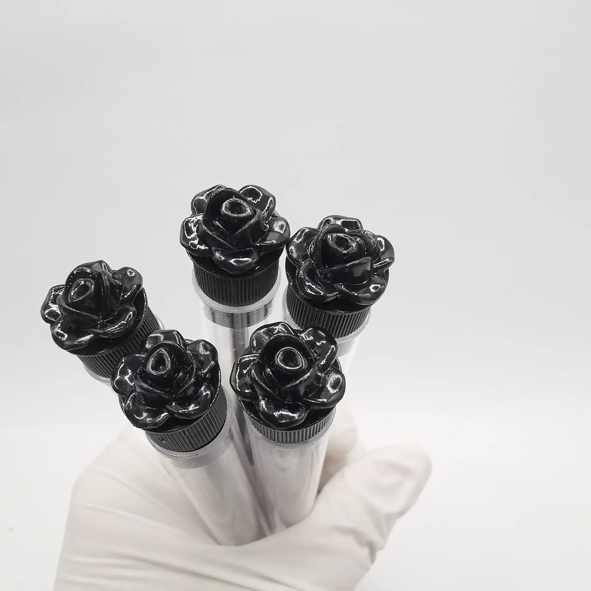2024 Black Gold Rose Transparent Tube Eyelash Brush 4 Pack