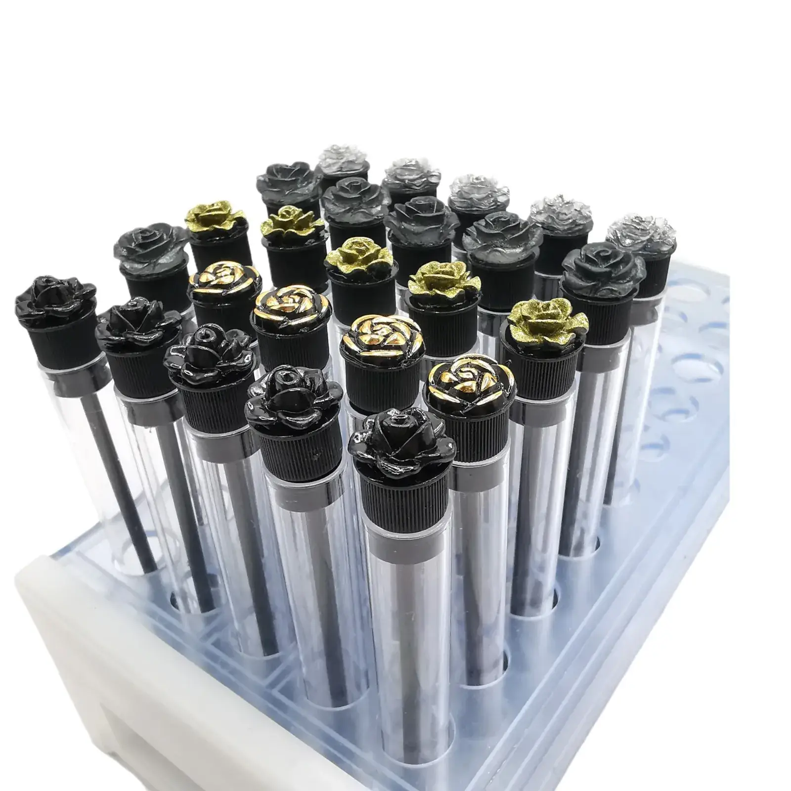 2024 Black Gold Rose Transparent Tube Eyelash Brush 4 Pack