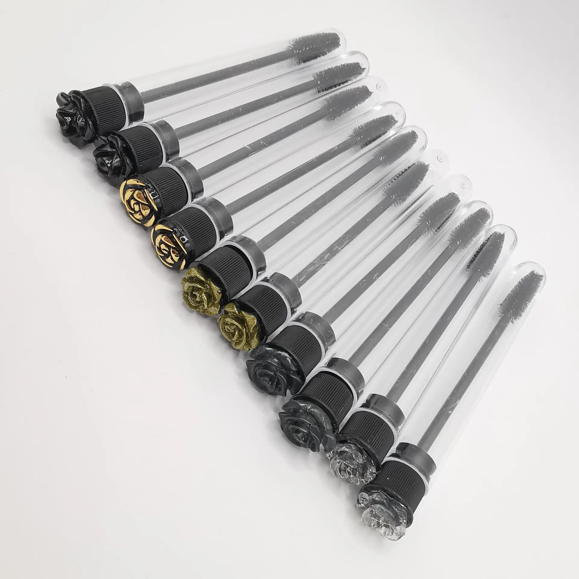 2024 Black Gold Rose Transparent Tube Eyelash Brush 4 Pack — feature 14