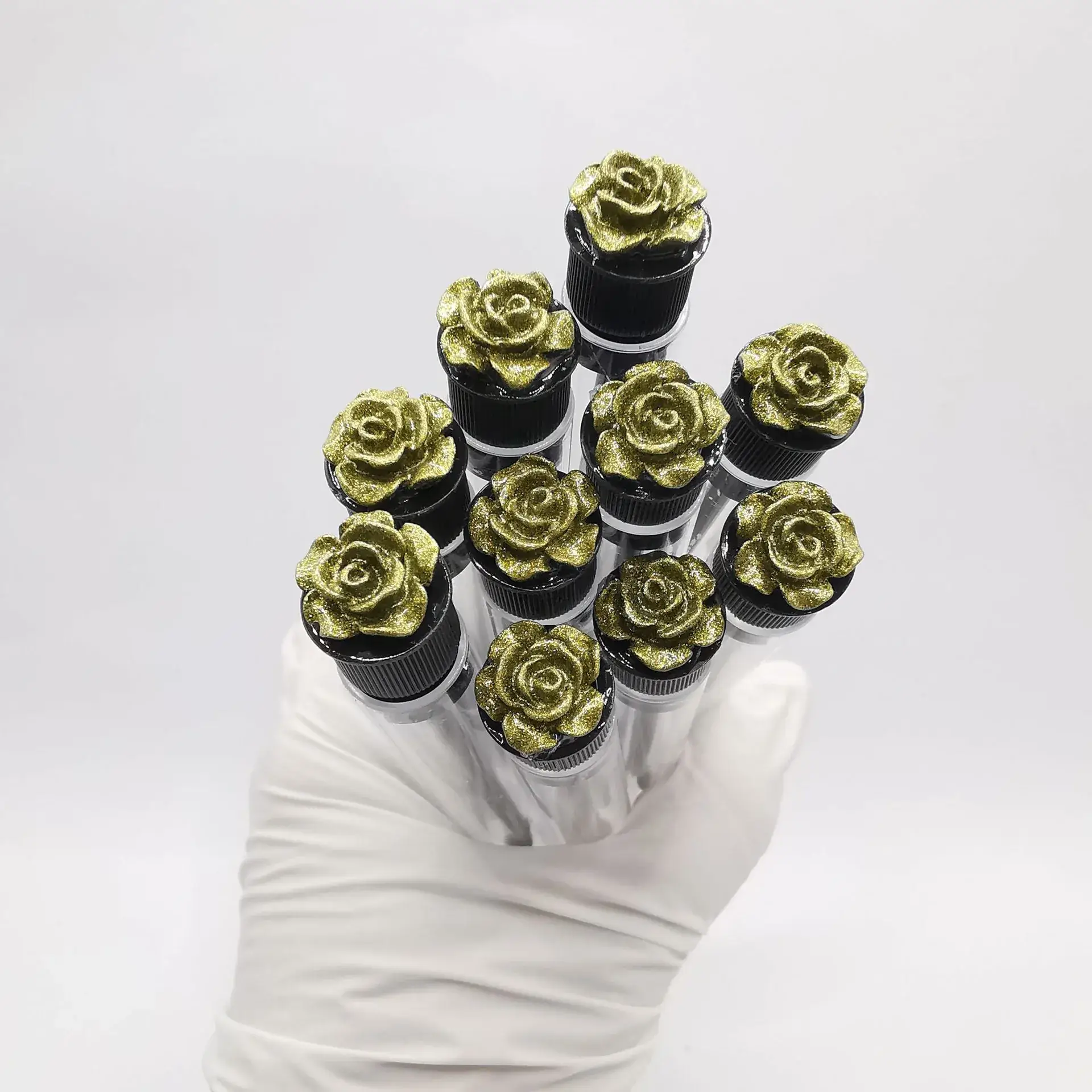 2024 Black Gold Rose Transparent Tube Eyelash Brush 4 Pack