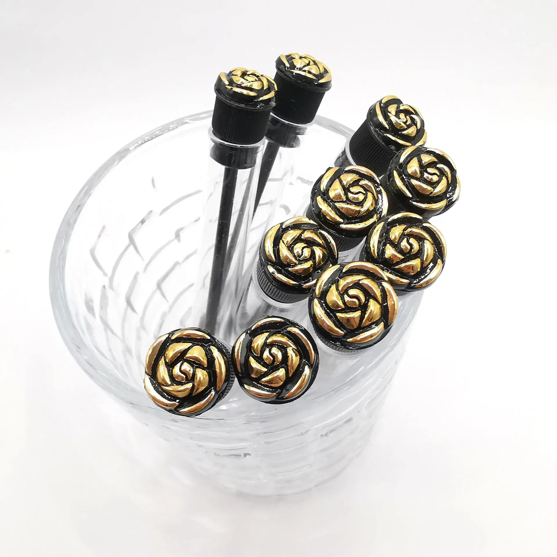 2024 Black Gold Rose Transparent Tube Eyelash Brush 4 Pack