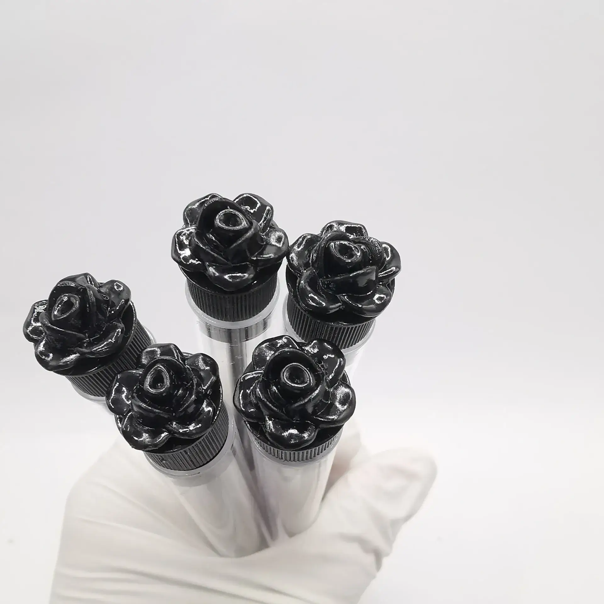 2024 Black Gold Rose Transparent Tube Eyelash Brush 4 Pack