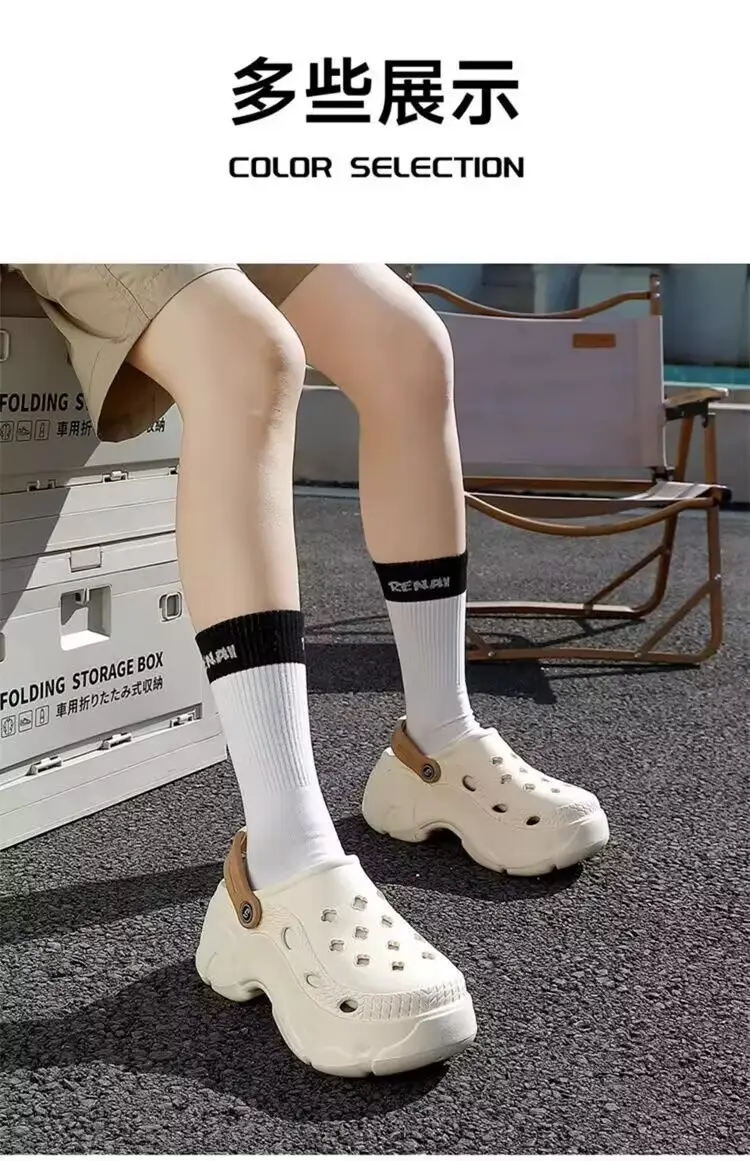 Lu Langsen New Summer Thick Sole Height Increase Couple Home Beach Hole Baotou Garden Shoes Outer Wear in stock Payment — feature 16