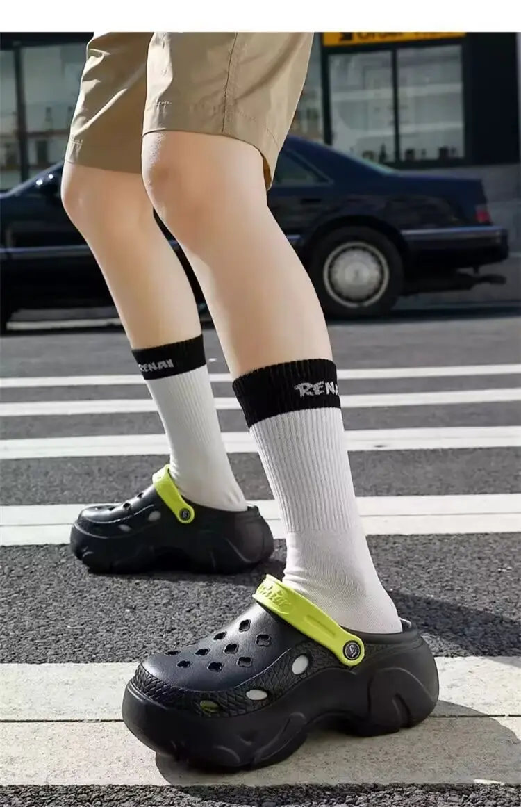 Lu Langsen New Summer Thick Sole Height Increase Couple Home Beach Hole Baotou Garden Shoes Outer Wear in stock Payment — feature 2