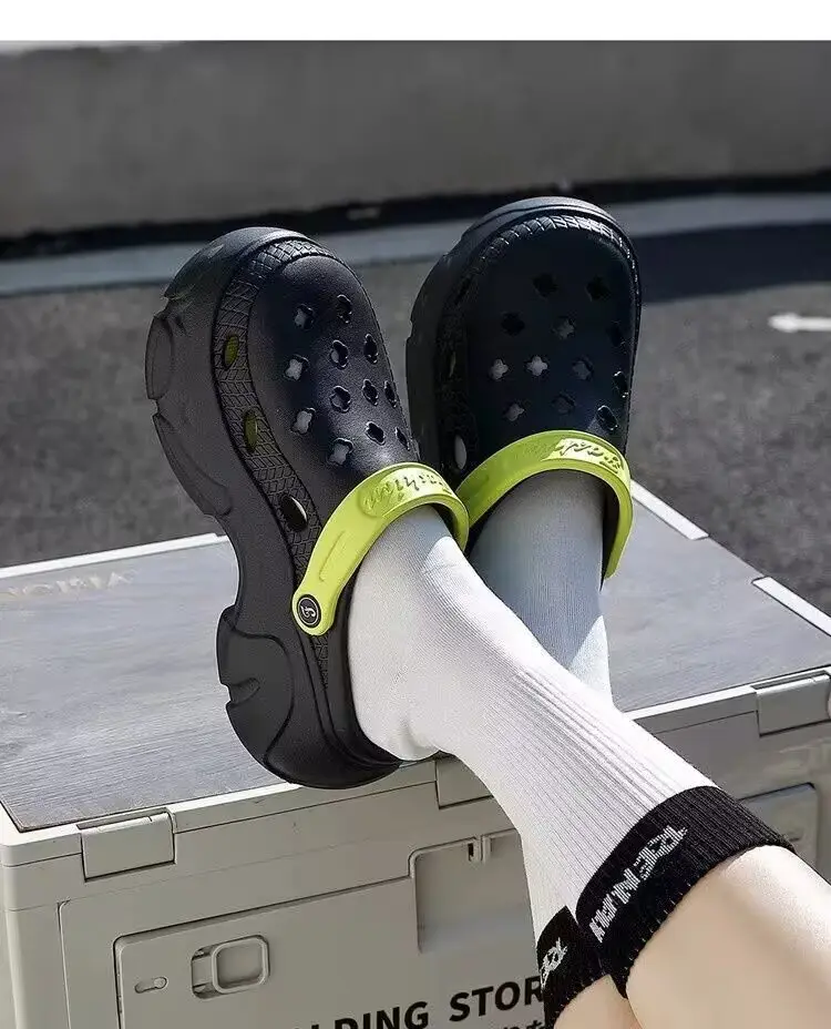 Lu Langsen New Summer Thick Sole Height Increase Couple Home Beach Hole Baotou Garden Shoes Outer Wear in stock Payment — feature 21
