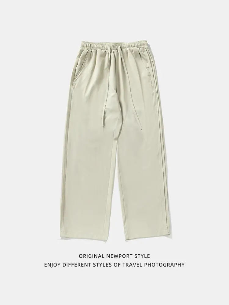 Men Silk Loose Pants Summer Wear Beige Capri - Image 7
