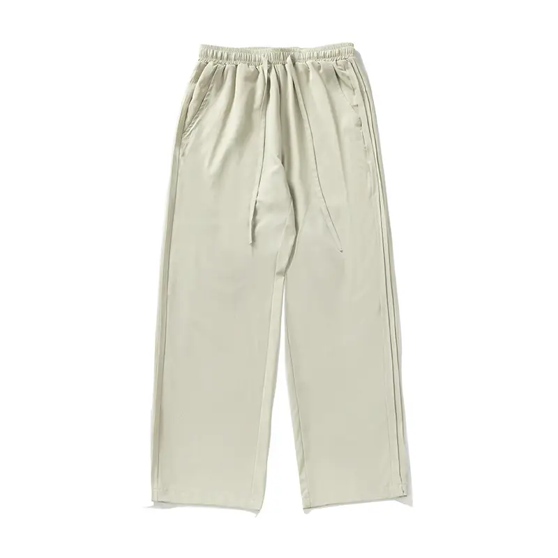 Men Silk Loose Pants Summer Wear Beige Capri - Image 2