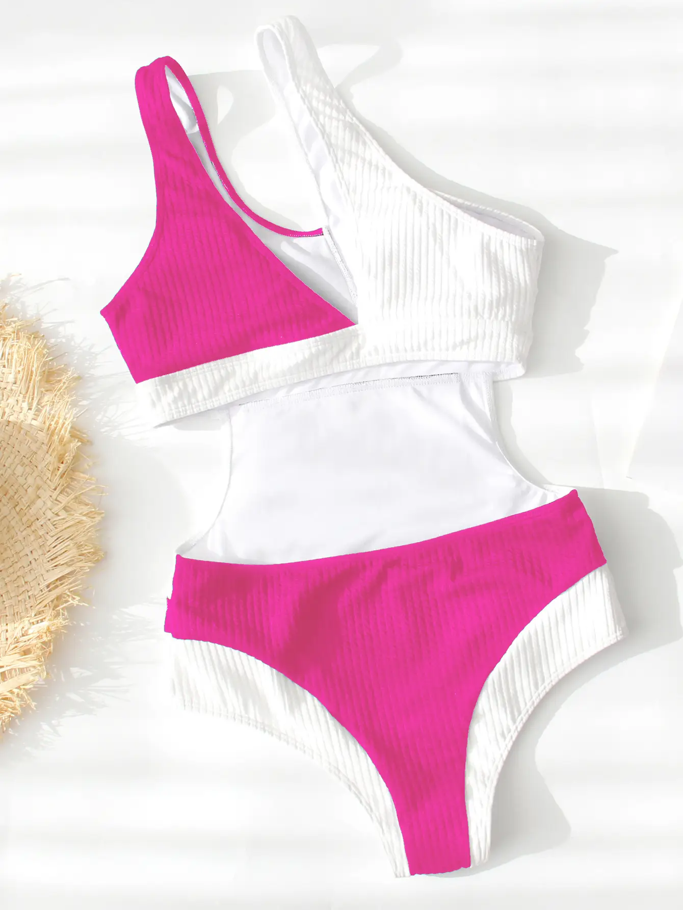 2025 Foreign Trade Cross-Border Swimwear, Feminine Black and White Color-Blocking One-Piece Fashionable Trendy European and American Bikini Swimsuit One-Piece — feature 10