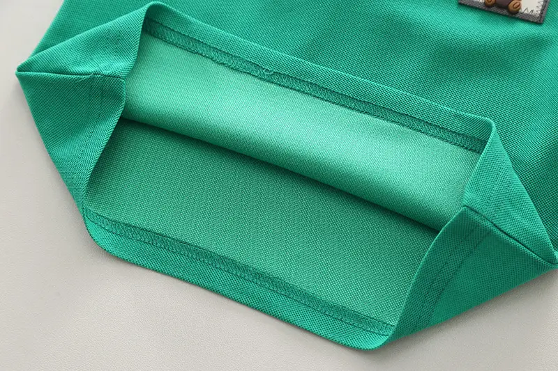 Children Cotton Polo Shirt Shorts Set Green White Summer — feature 6
