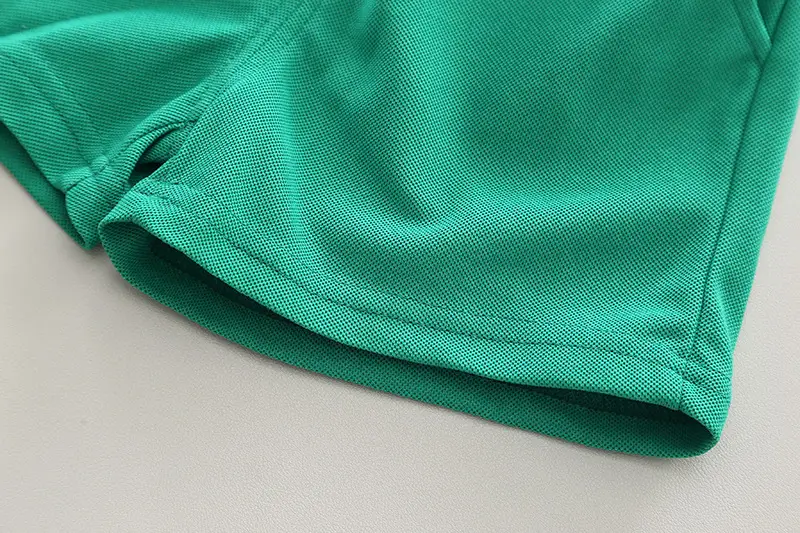 Children Cotton Polo Shirt Shorts Set Green White Summer — feature 9