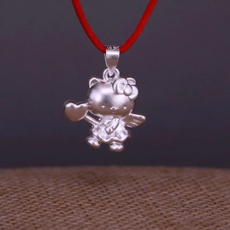999 Sterling Silver Cat Pendant Necklace for Women