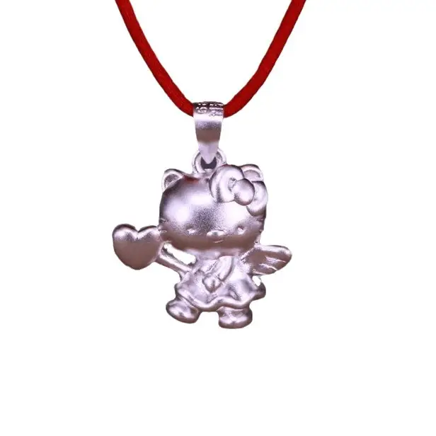 999 Sterling Silver Cat Pendant Necklace for Women