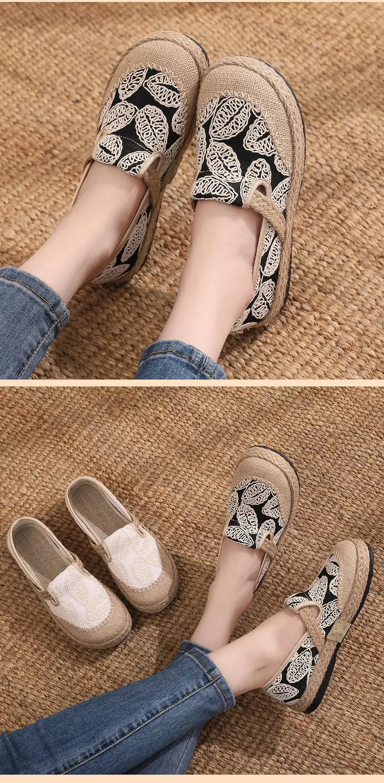 Spring Old Beijing Cloth Shoes Women's Breathable Middle-aged and Elderly Mother Shoes Soft Sole Non-slip Middle-aged and Elderly Women's Slip-on Fisherman Shoes — feature 8