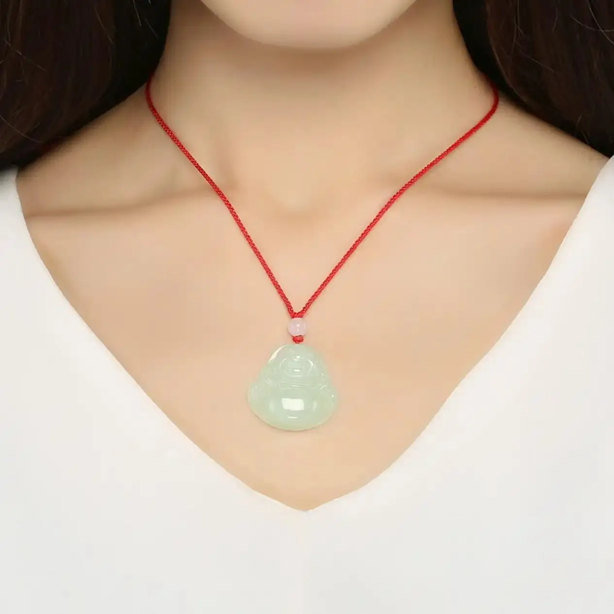 Natural Jade Couple's Jade Pendant with Red String - Image 5