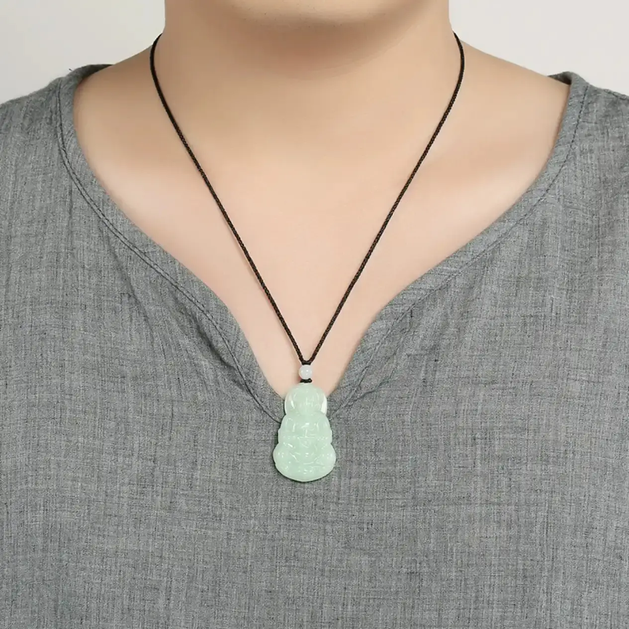 Natural Jade Couple's Jade Pendant with Red String - Image 6