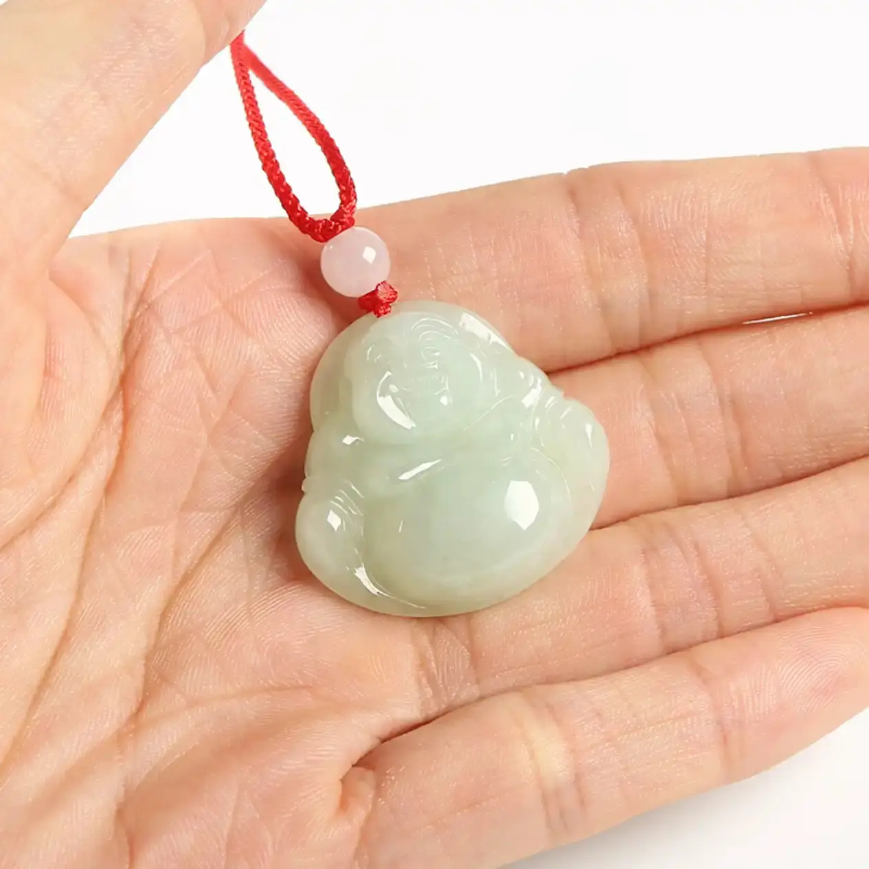 Natural Jade Couple's Jade Pendant with Red String - Image 2