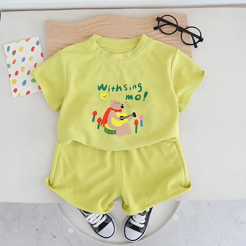 Girls Cotton Shorts Set Yellow Wish Sing Mot