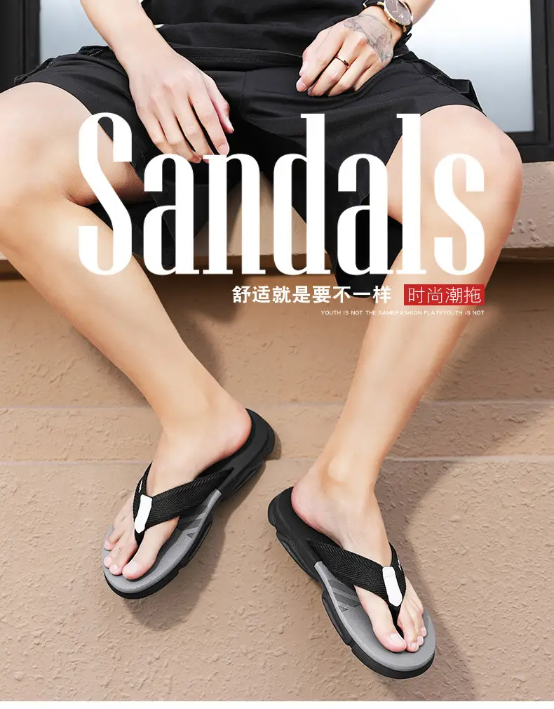 Cross-border plus size flip-flops men's summer wear non-slip flip-flops men's beach fashion Internet celebrity casual sandals — feature 1