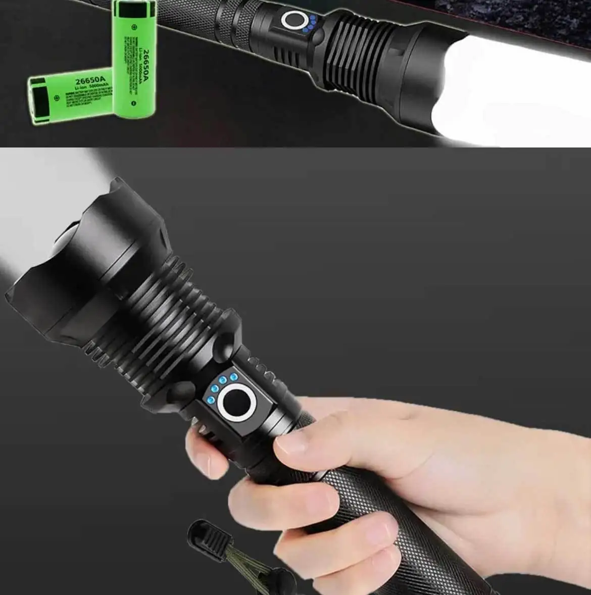 Cross-border LED Flashlight Waterproof Zoom Long Range Outdoor Use β feature 10