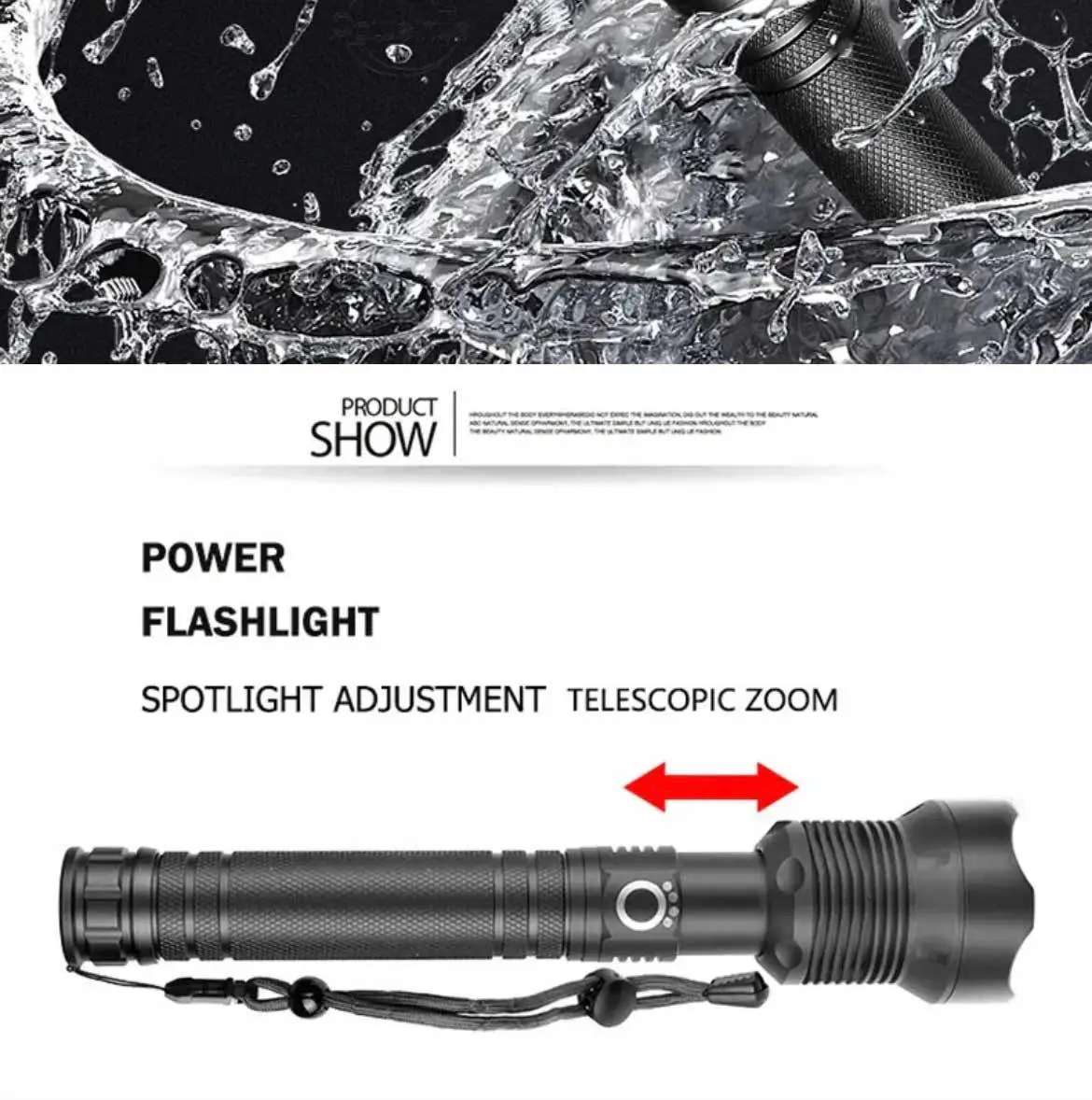 Cross-border LED Flashlight Waterproof Zoom Long Range Outdoor Use β feature 12
