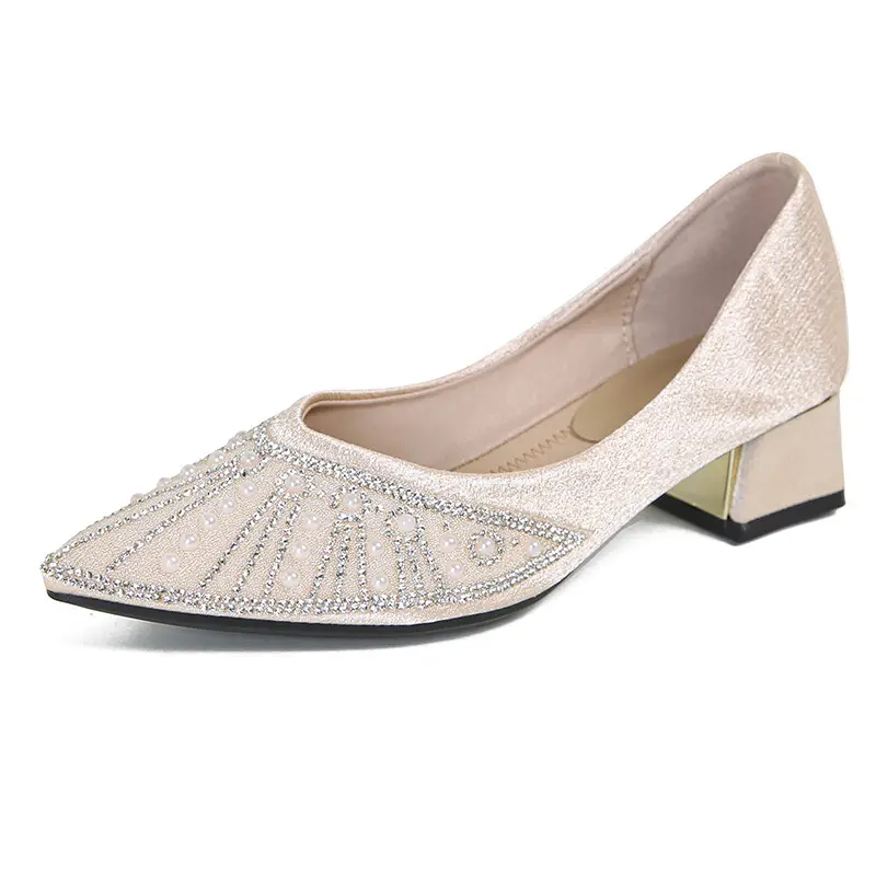 French high heel rhinestone Pearl work shoes soft bottom women's shoes 2024 spring pointed single-layer shoes women's evening wind gentle shoes - Image 7