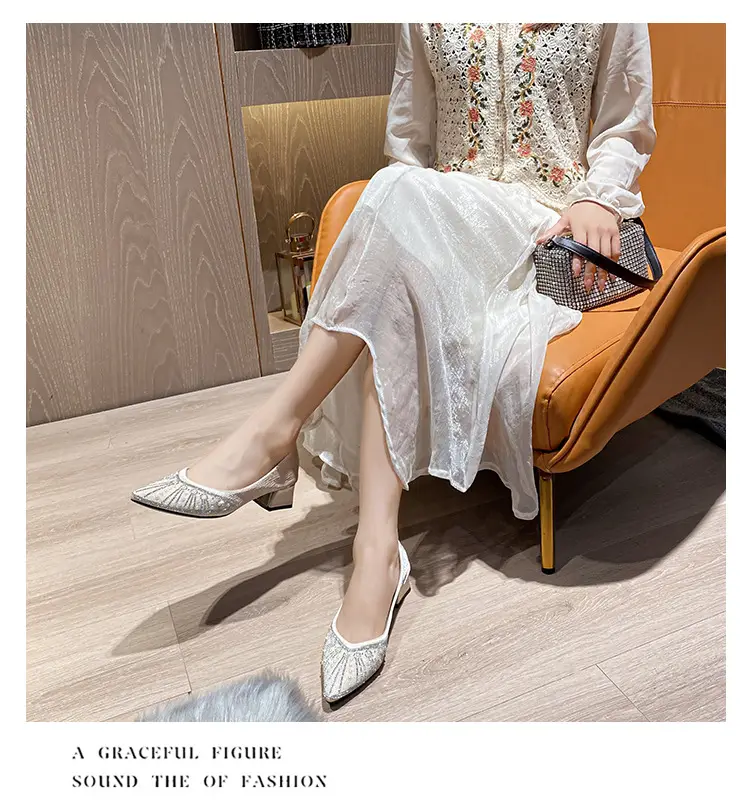 French high heel rhinestone Pearl work shoes soft bottom women's shoes 2024 spring pointed single-layer shoes women's evening wind gentle shoes — feature 13