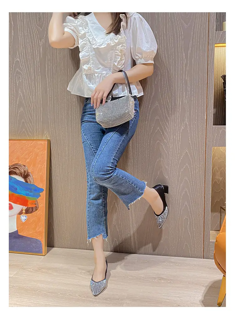 French high heel rhinestone Pearl work shoes soft bottom women's shoes 2024 spring pointed single-layer shoes women's evening wind gentle shoes — feature 15