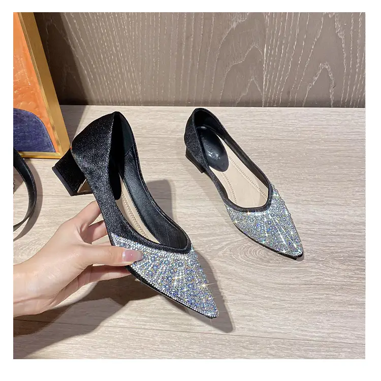 French high heel rhinestone Pearl work shoes soft bottom women's shoes 2024 spring pointed single-layer shoes women's evening wind gentle shoes — feature 17