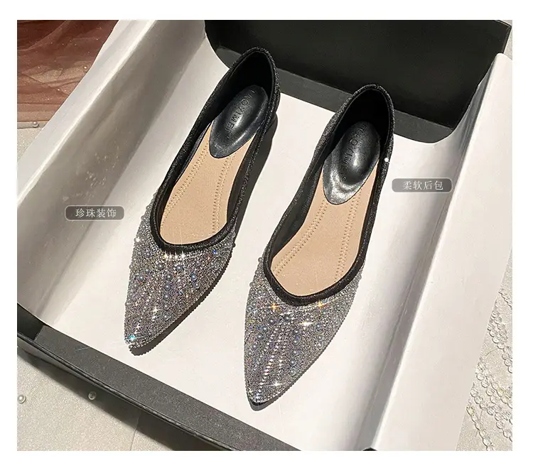 French high heel rhinestone Pearl work shoes soft bottom women's shoes 2024 spring pointed single-layer shoes women's evening wind gentle shoes — feature 2