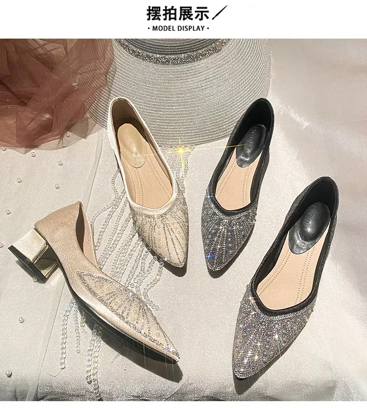 French high heel rhinestone Pearl work shoes soft bottom women's shoes 2024 spring pointed single-layer shoes women's evening wind gentle shoes — feature 20