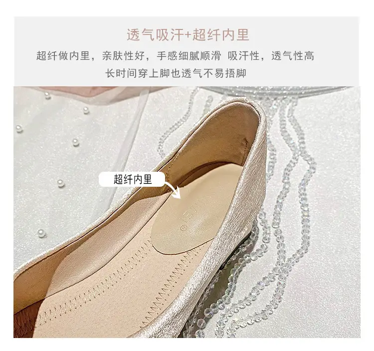 French high heel rhinestone Pearl work shoes soft bottom women's shoes 2024 spring pointed single-layer shoes women's evening wind gentle shoes — feature 7