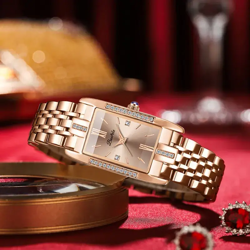 Baopele Women's Green Quartz Watch with Rose Gold Band - Image 6