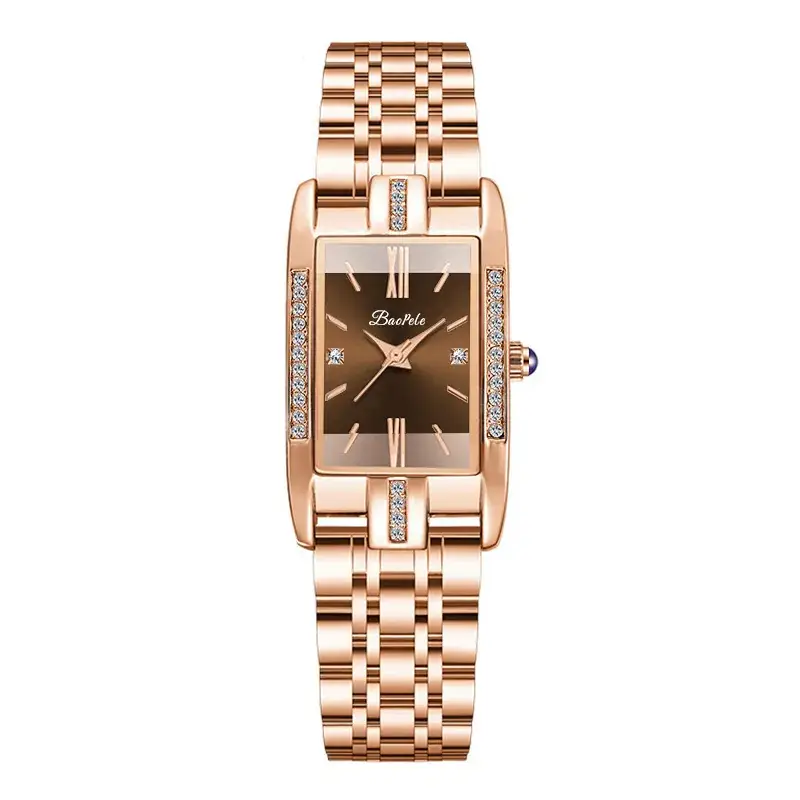 Baopele Women's Green Quartz Watch with Rose Gold Band - Image 2