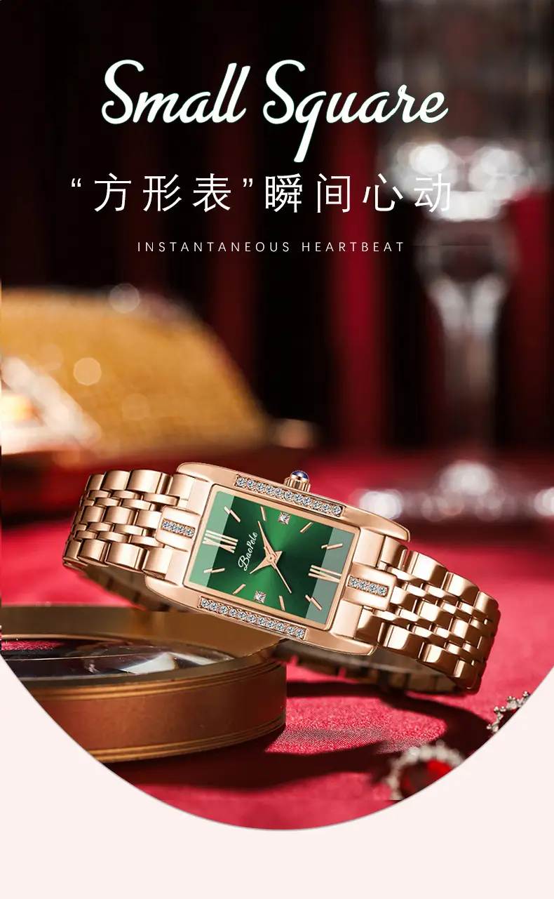 Baopele Women's Green Quartz Watch with Rose Gold Band — feature 2