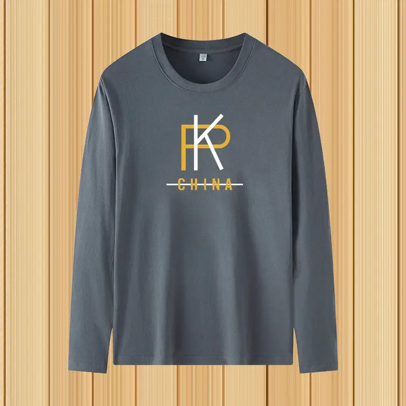 Men Printed Long Sleeve T-Shirt Grey Large