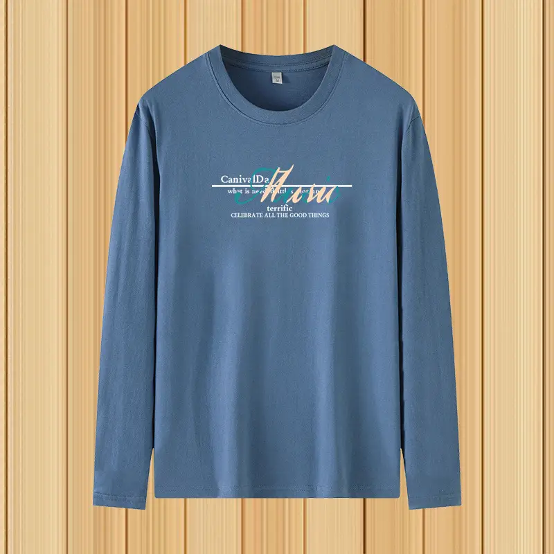 Men Printed Long Sleeve T-Shirt Grey Large