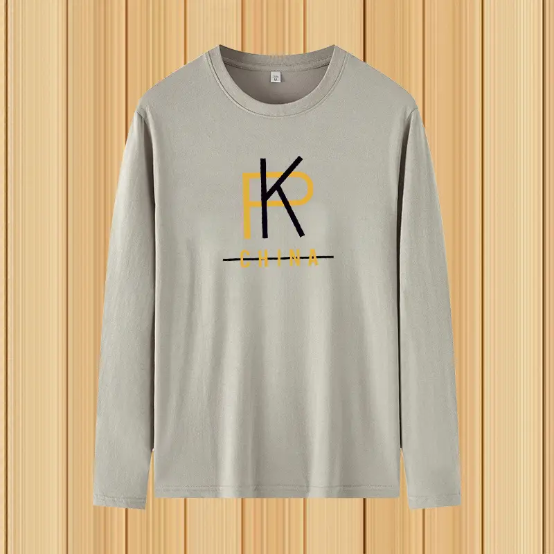 Men Printed Long Sleeve T-Shirt Grey Large