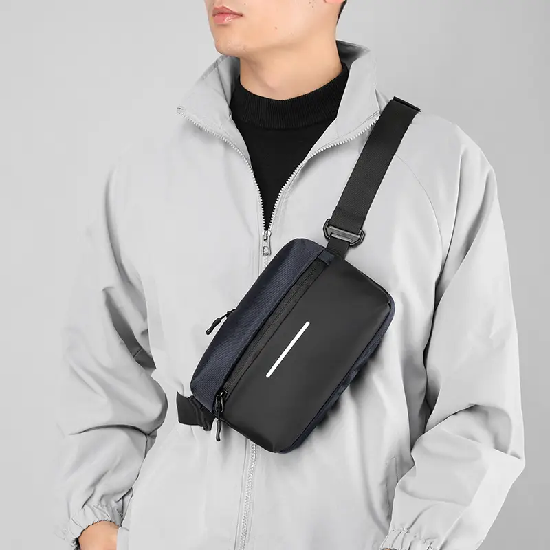 Men's Lightweight Crossbody Bag Black Textured