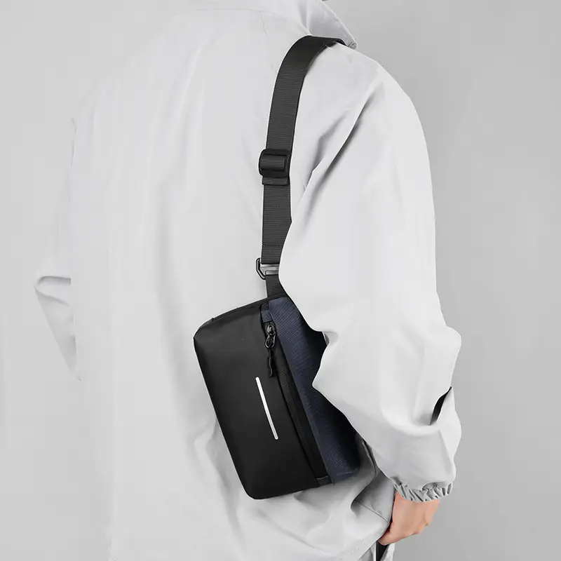 Men's Lightweight Crossbody Bag Black Textured