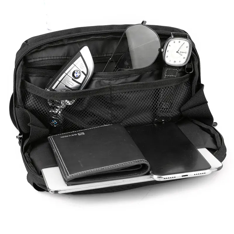 Men's Lightweight Crossbody Bag Black Textured