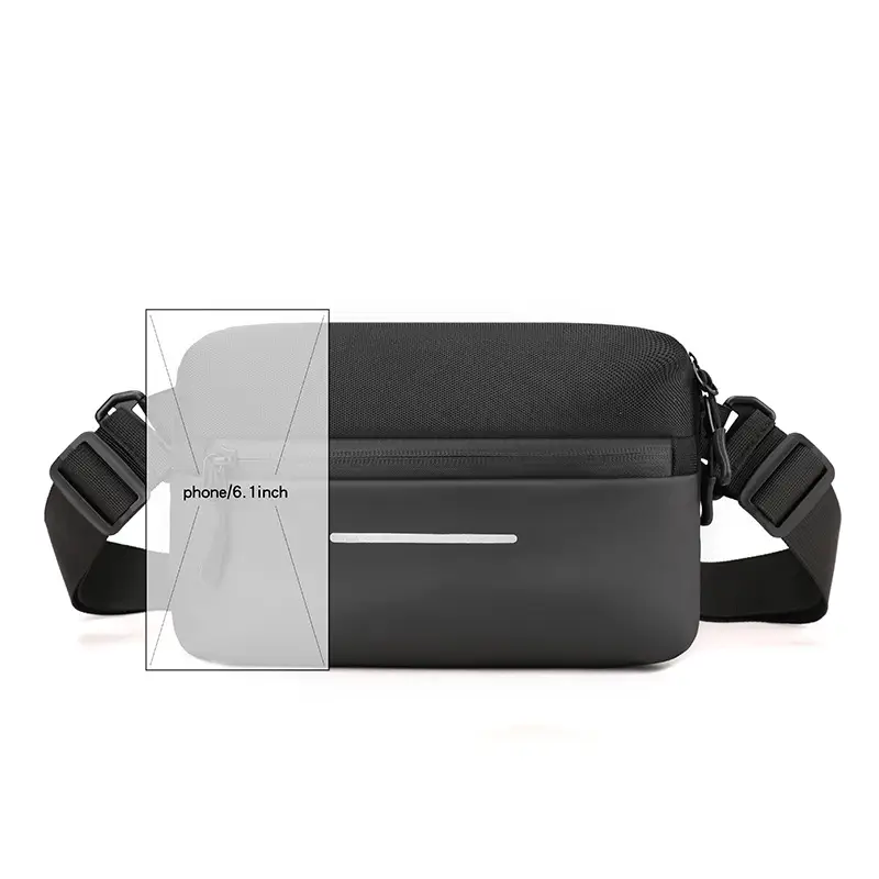 Men's Lightweight Crossbody Bag Black Textured