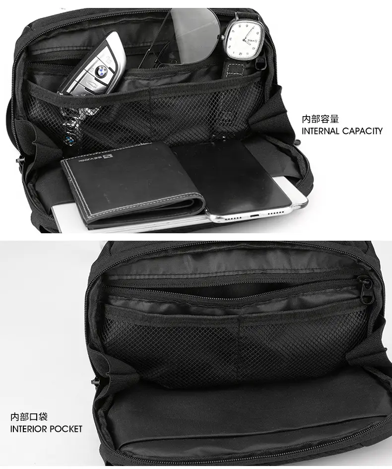 Men's Lightweight Crossbody Bag Black Textured — feature 14