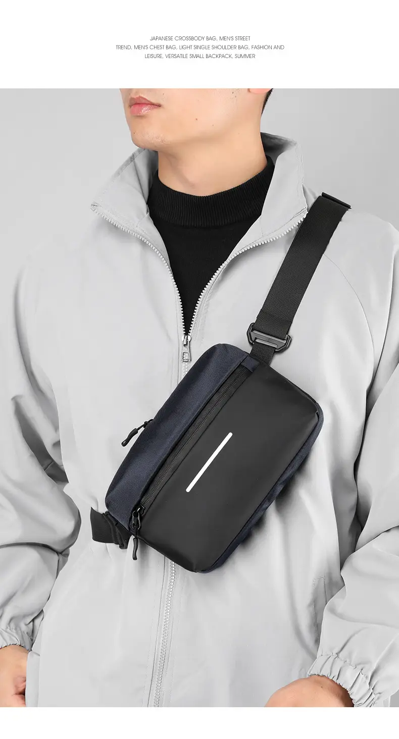 Men's Lightweight Crossbody Bag Black Textured — feature 20