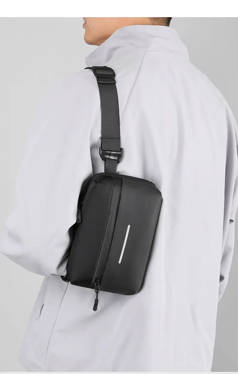 Men's Lightweight Crossbody Bag Black Textured — feature 21