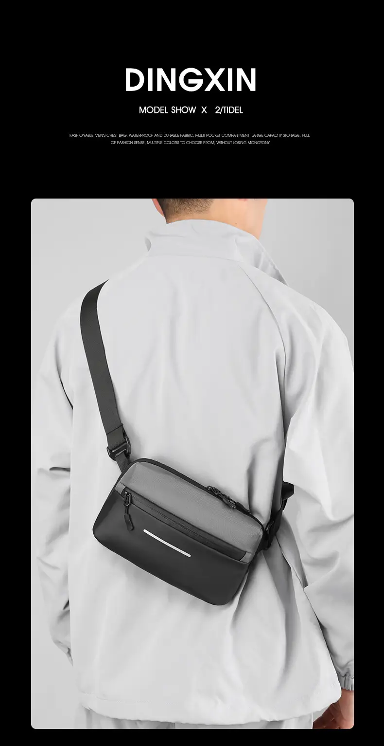 Men's Lightweight Crossbody Bag Black Textured — feature 3